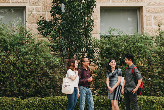 Students gathered outside UWA Arts building