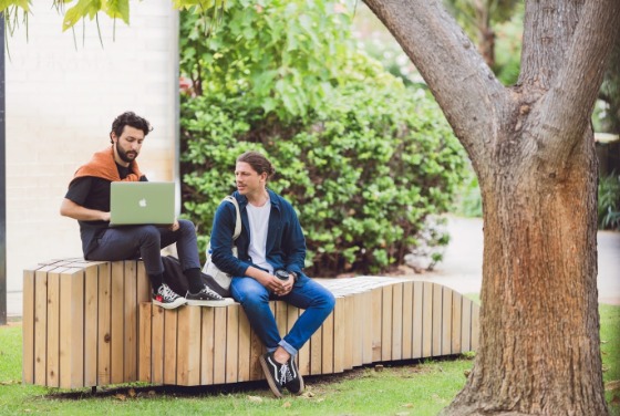 Two students on campus