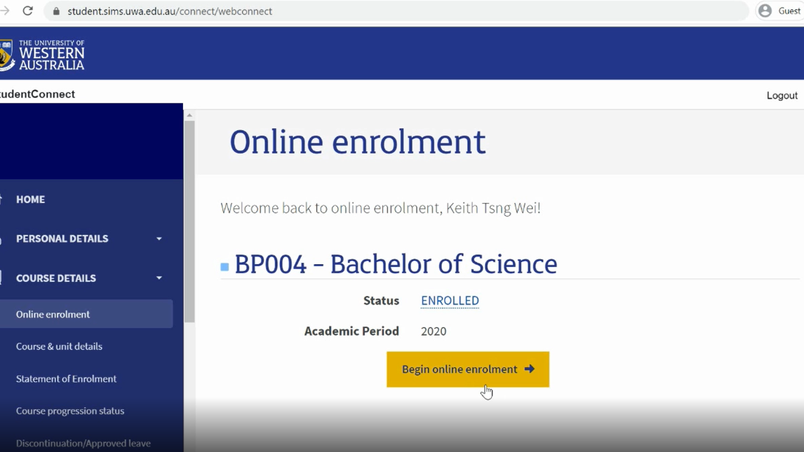 Online enrolment website