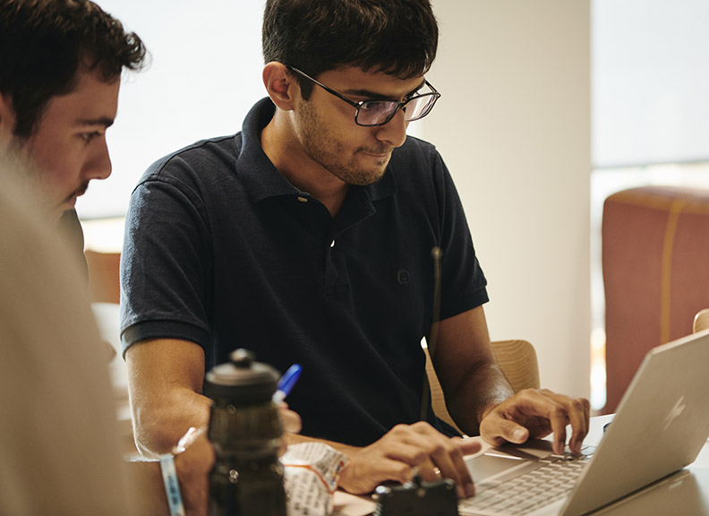 Student at computer