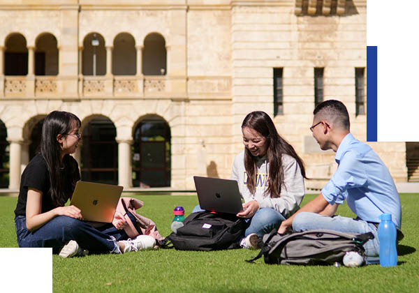 Students sitting on grass