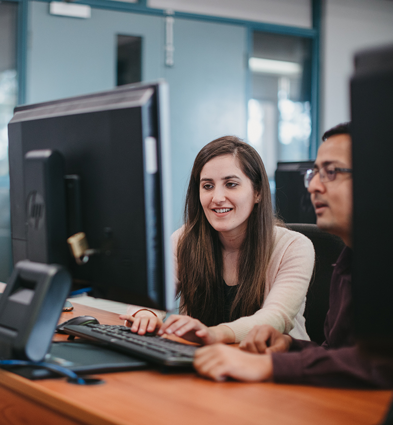 Students using computer