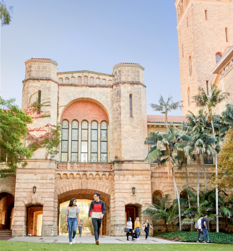 Students walking outside of Winthrop Hall