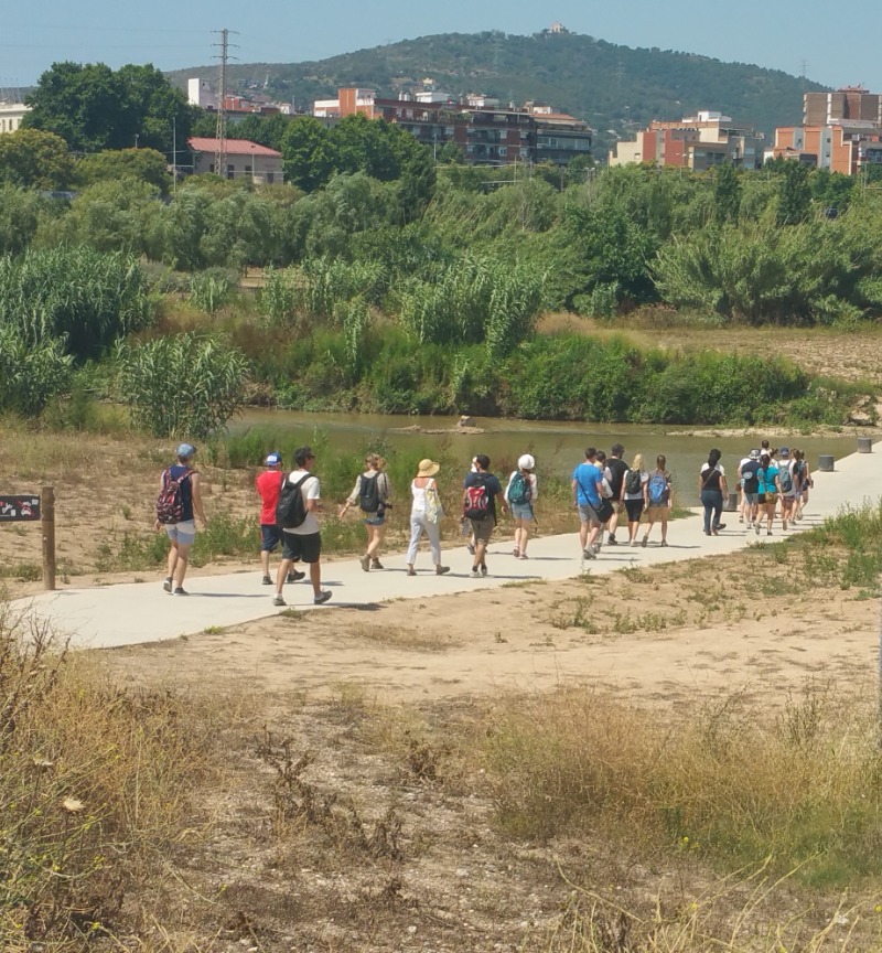 People walking down a path