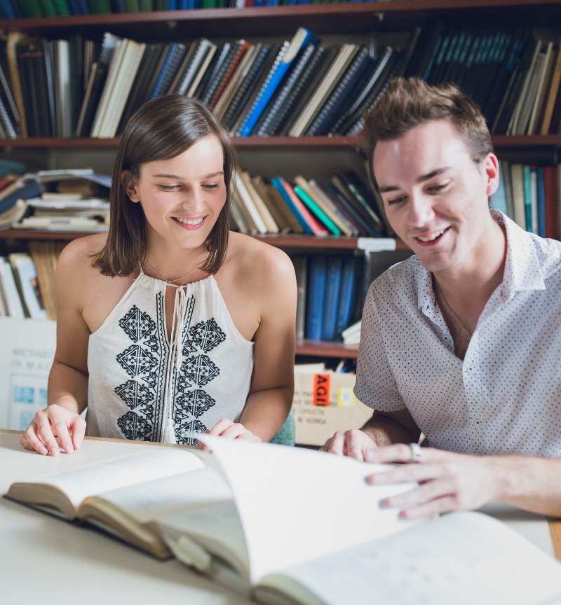 Two students studying together