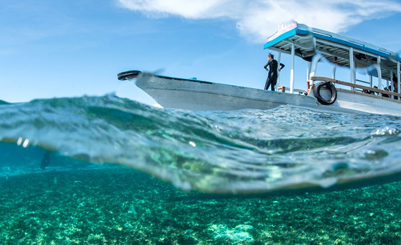 Research boat on the ocean