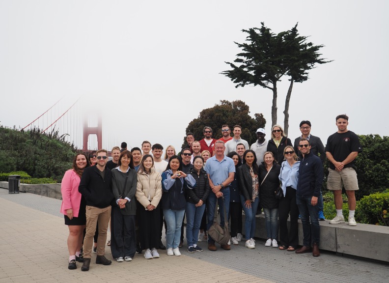 2024 MBA cohort visiting the Golden Gate Bridge in San Francisco, California.