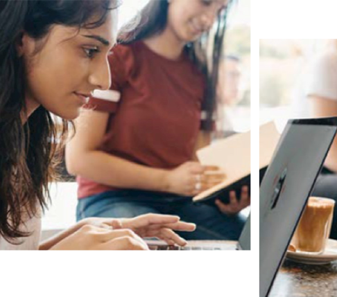 Female student using a laptop