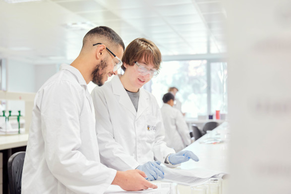 Two students in a lab