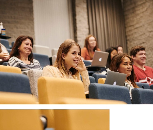 student in lecture hall