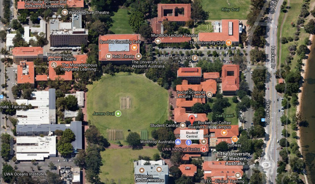 Location map showing Student Cntral